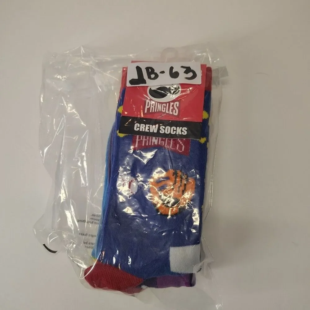 Pringles Chips Snacks Novelty 3 Pair Crew Socks Adult Men Size 6-12 NWT